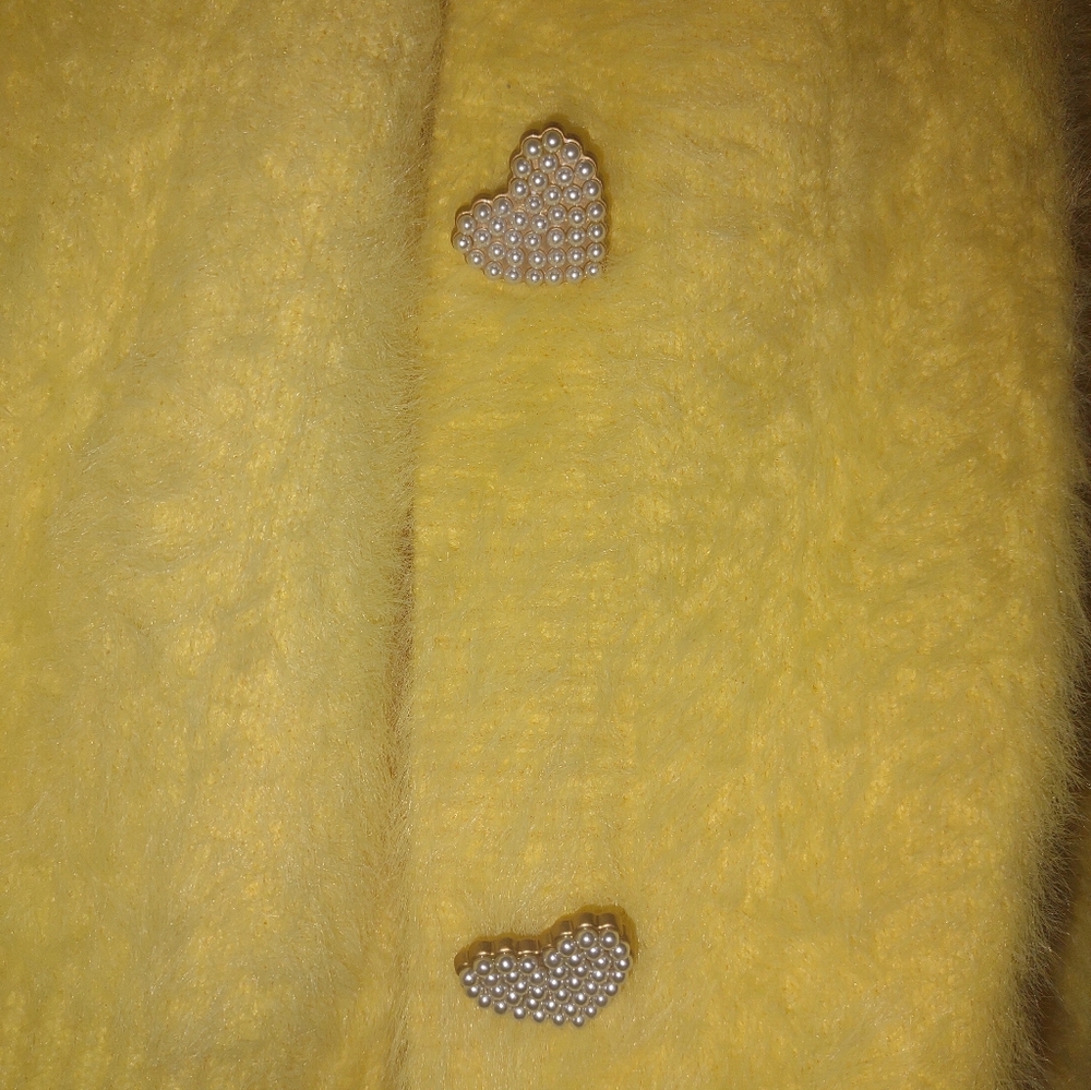 Soft Yellow Fuzzy Knit Cardigan - Picture 3 of 9